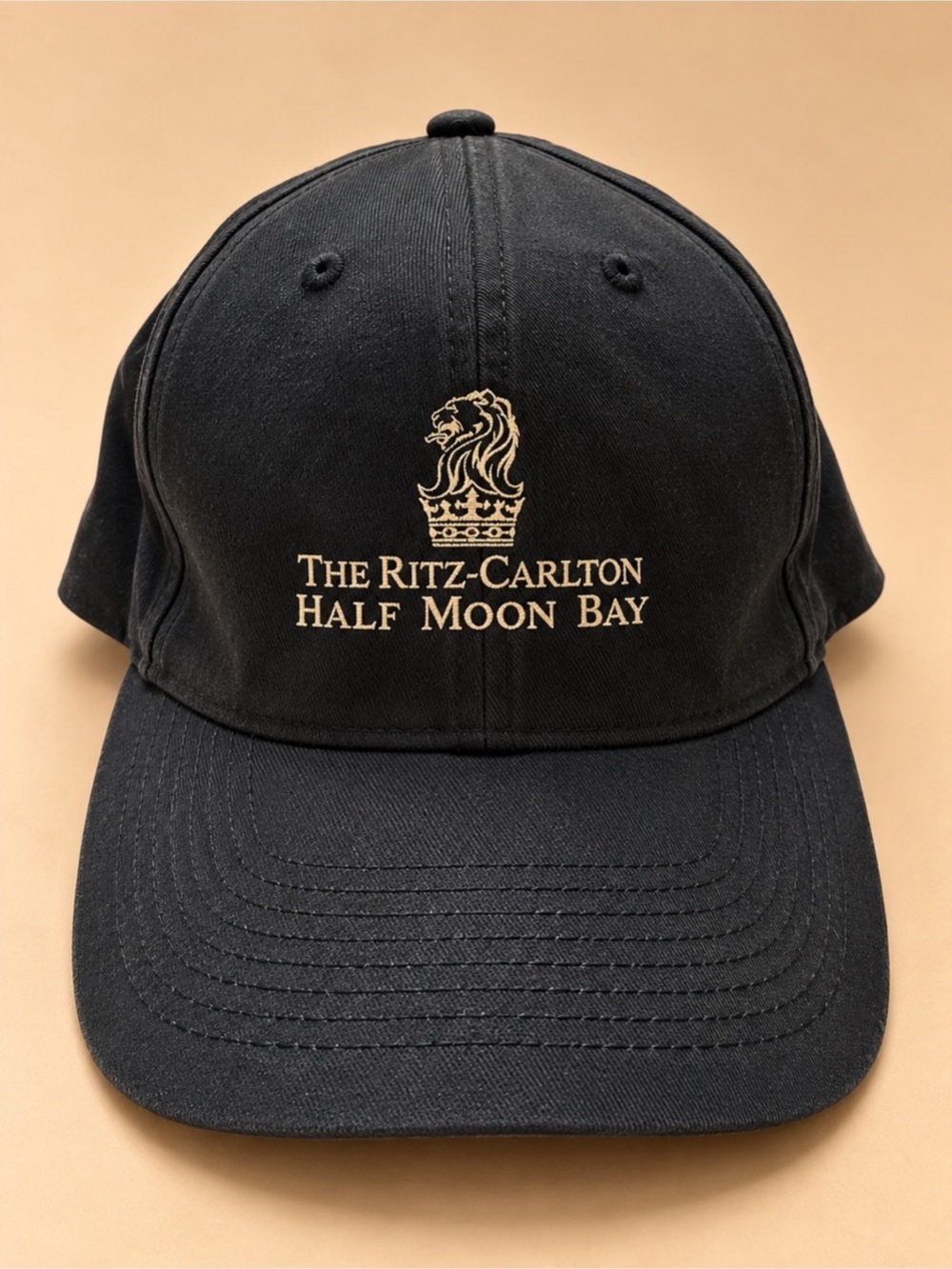 The Ritz-Carlton Half Moon Bay Black Baseball Hat Gold Embroidered Logo Cap